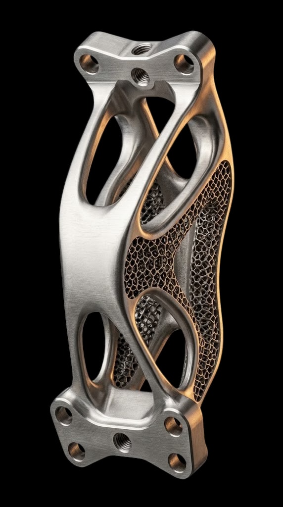 Topology-optimized aerospace bracket, 3D printed in PA carbon-fiber composite